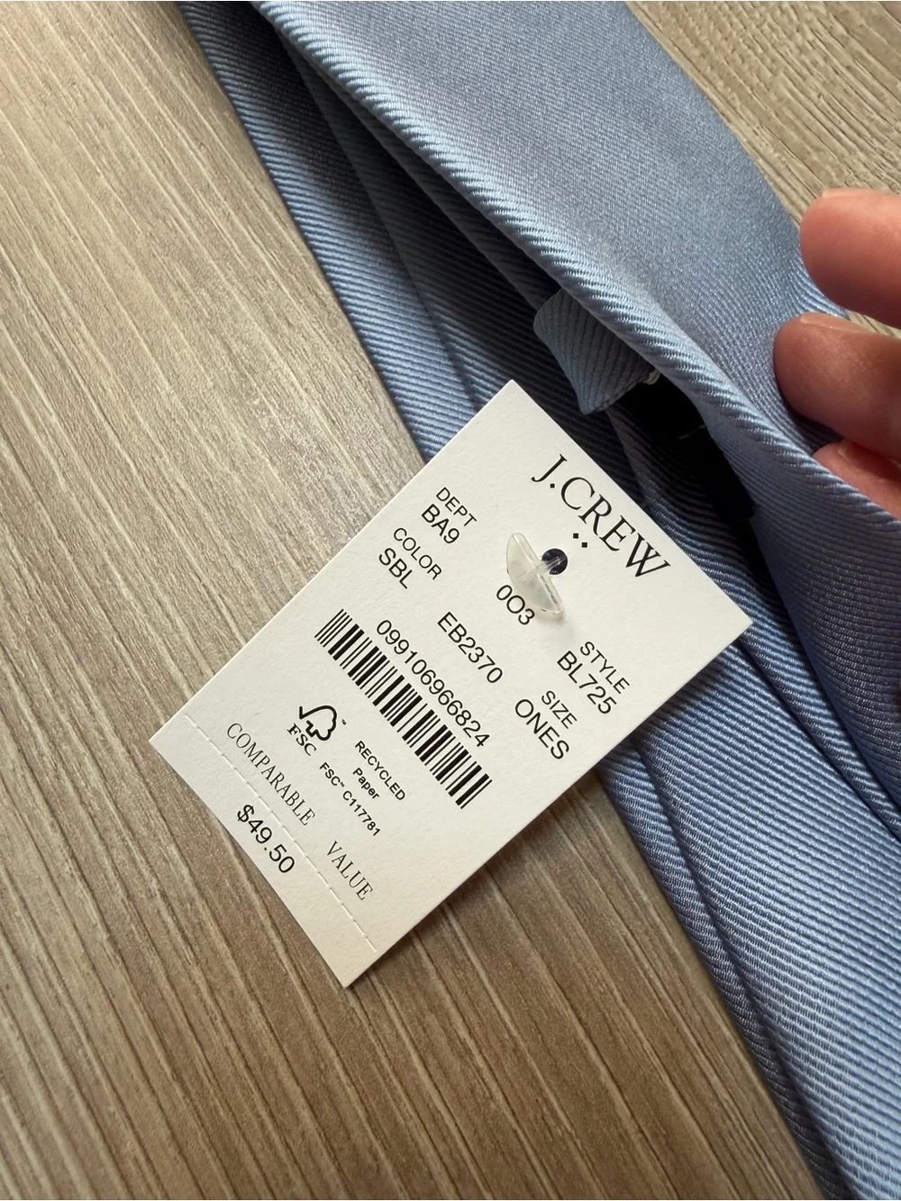 J. Crew Factory Solid Silk Tie Sky Blue formal business suiting powder blue
